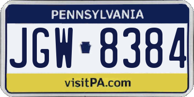 PA license plate JGW8384