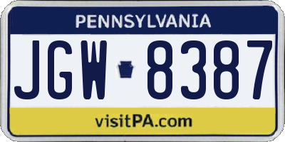 PA license plate JGW8387