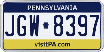 PA license plate JGW8397