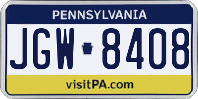 PA license plate JGW8408