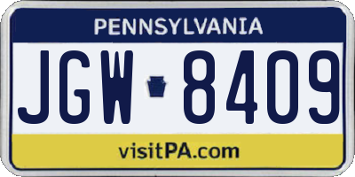 PA license plate JGW8409