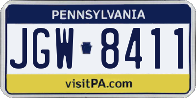 PA license plate JGW8411
