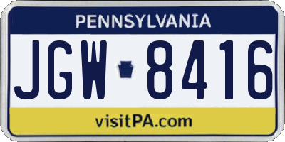 PA license plate JGW8416