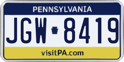PA license plate JGW8419