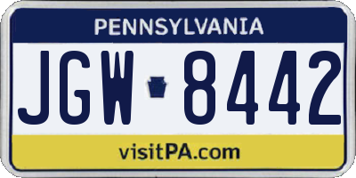 PA license plate JGW8442