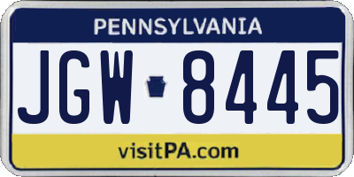 PA license plate JGW8445