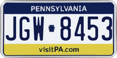 PA license plate JGW8453
