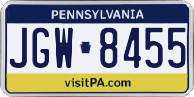 PA license plate JGW8455