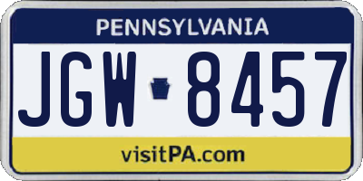 PA license plate JGW8457