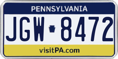 PA license plate JGW8472