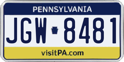 PA license plate JGW8481