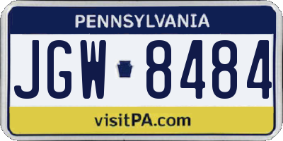 PA license plate JGW8484