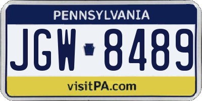 PA license plate JGW8489