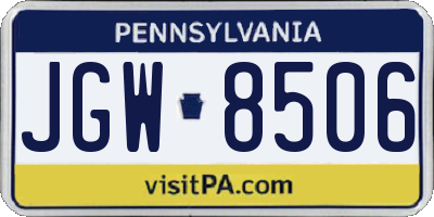 PA license plate JGW8506