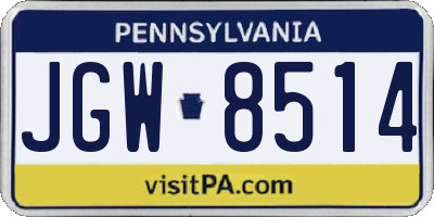 PA license plate JGW8514
