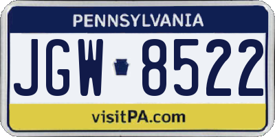 PA license plate JGW8522