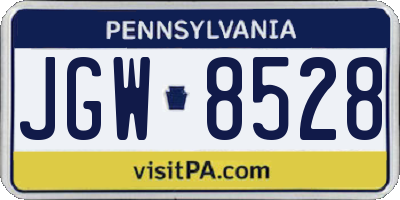PA license plate JGW8528
