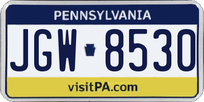 PA license plate JGW8530