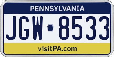 PA license plate JGW8533
