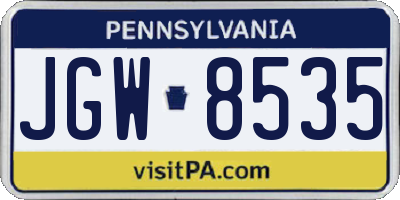 PA license plate JGW8535