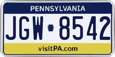 PA license plate JGW8542