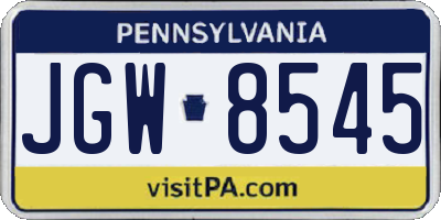 PA license plate JGW8545