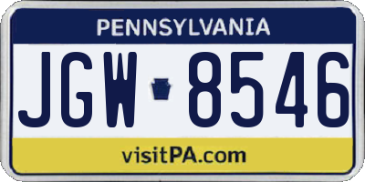 PA license plate JGW8546