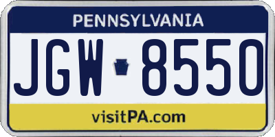 PA license plate JGW8550