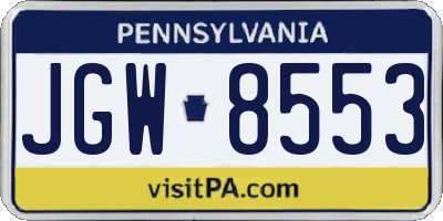 PA license plate JGW8553