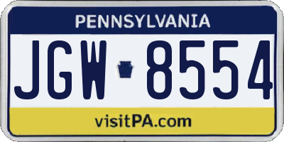 PA license plate JGW8554