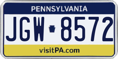 PA license plate JGW8572