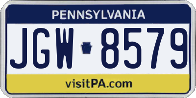 PA license plate JGW8579