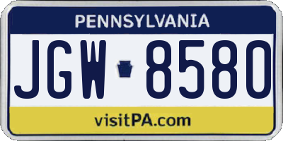 PA license plate JGW8580