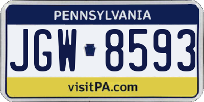 PA license plate JGW8593