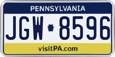 PA license plate JGW8596