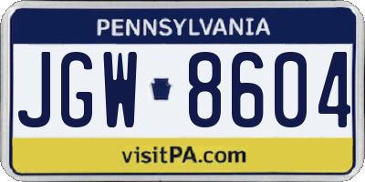 PA license plate JGW8604