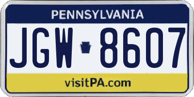 PA license plate JGW8607