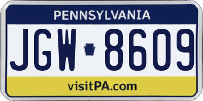 PA license plate JGW8609