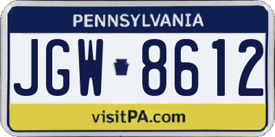 PA license plate JGW8612