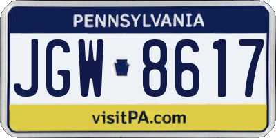 PA license plate JGW8617