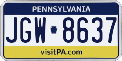 PA license plate JGW8637
