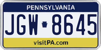 PA license plate JGW8645