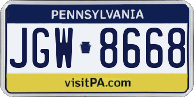 PA license plate JGW8668