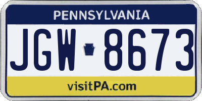 PA license plate JGW8673