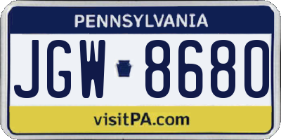 PA license plate JGW8680