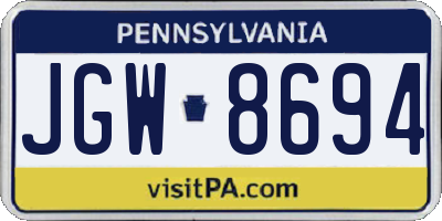 PA license plate JGW8694