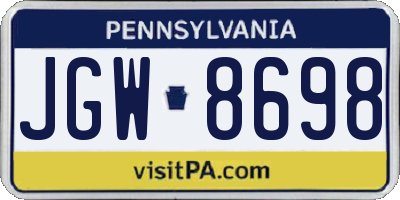 PA license plate JGW8698