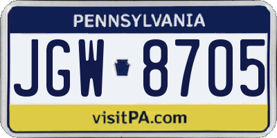 PA license plate JGW8705