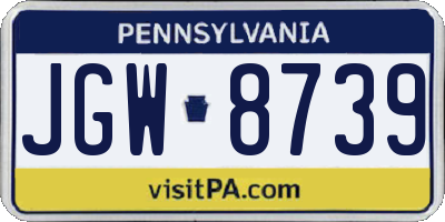 PA license plate JGW8739
