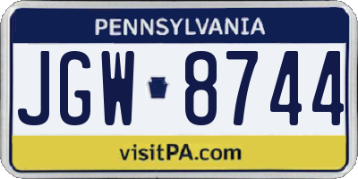 PA license plate JGW8744